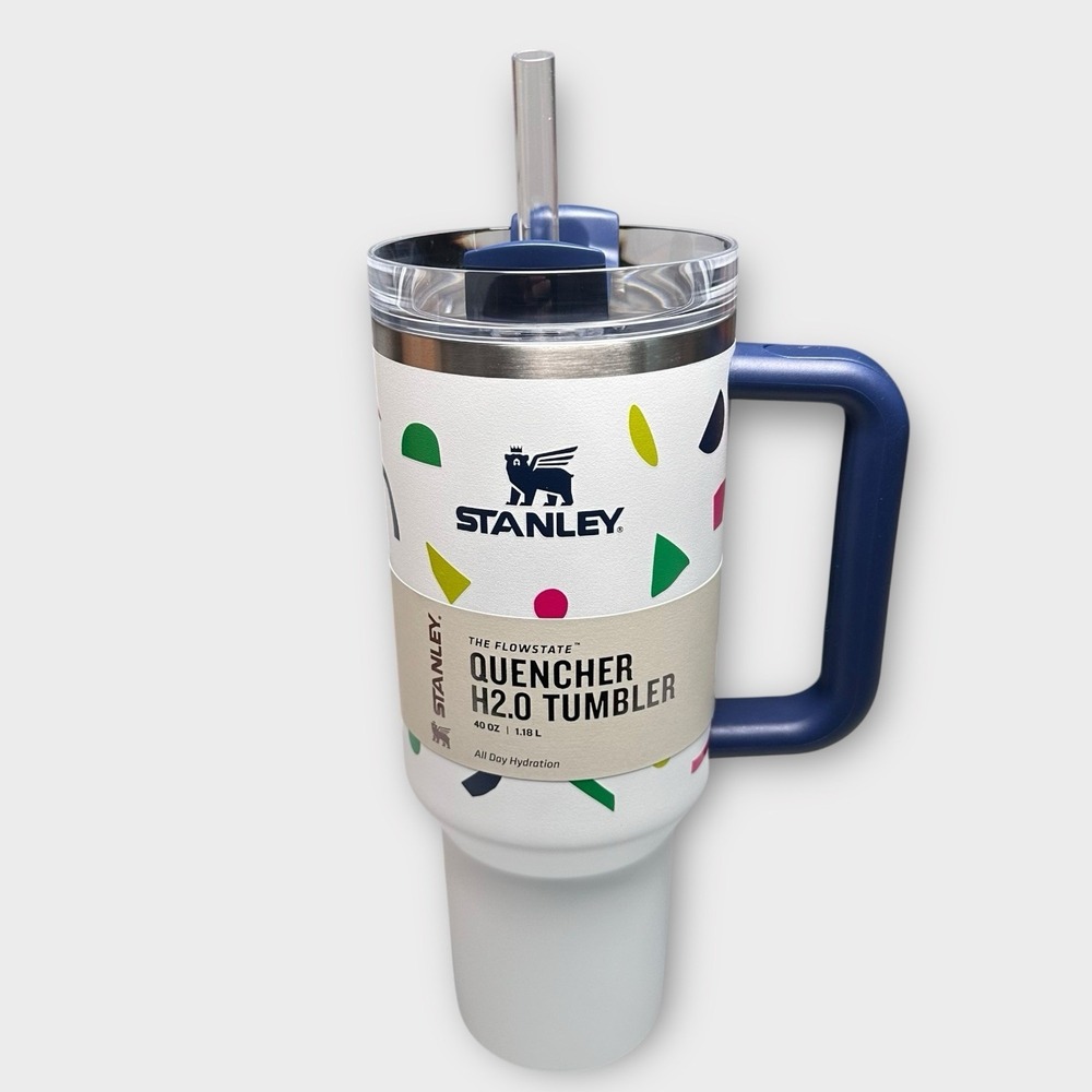 Stanley 40 oz Tumbler White Geo Shapes H2.0 FlowState Quencher Discontinued